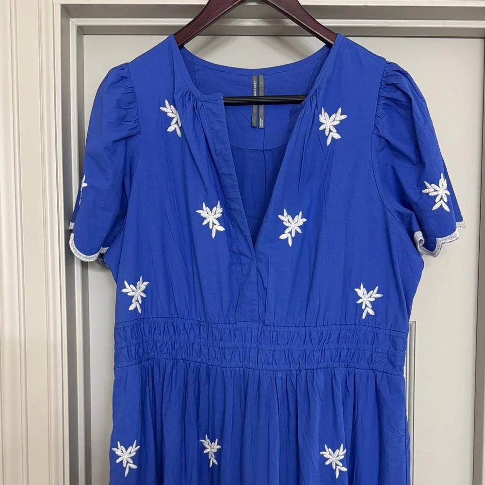 Anthropologie Embroidered Somerset Blue Maxi Dress - Picture 6 of 10